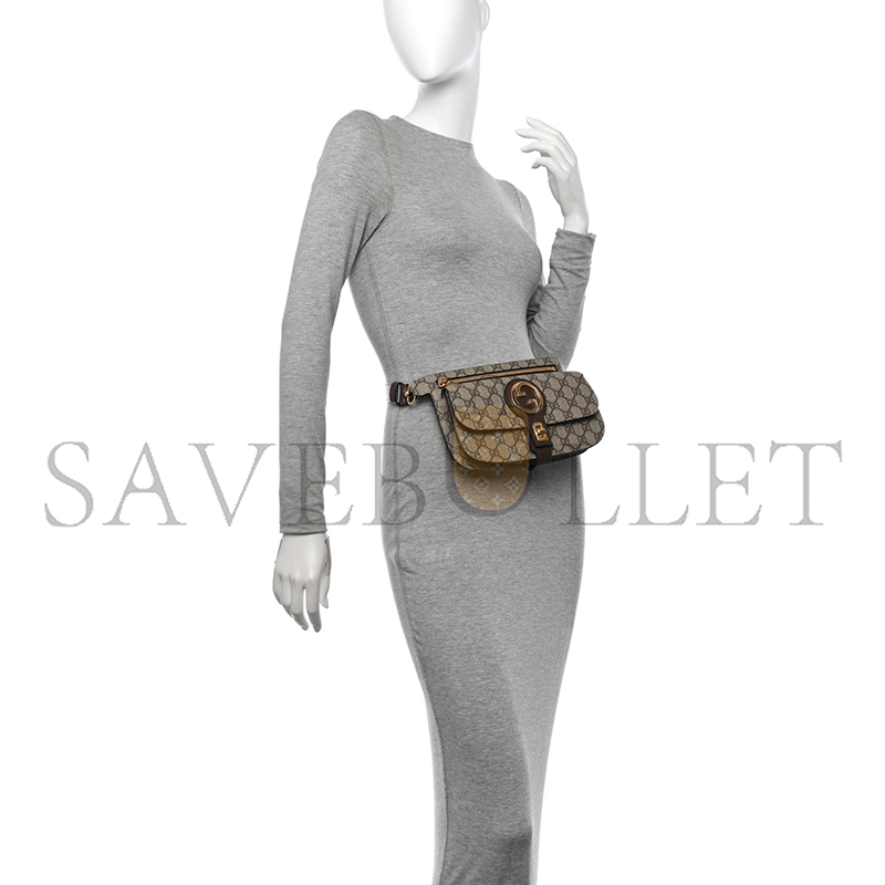 g*u*i gg S*p*e monogram textured dollar calfskin blondie belt bag beige ebony new acero 718154 (24*5*4cm)